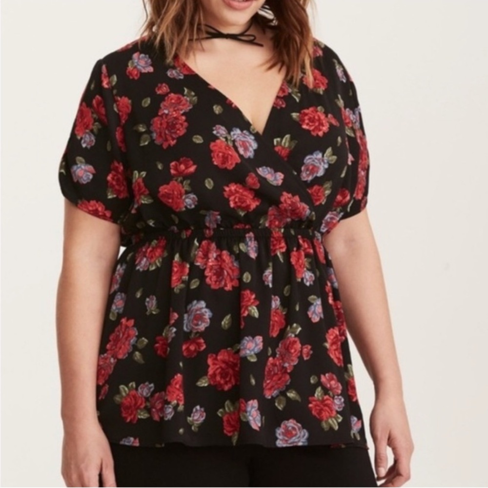 Torrid Floral Faux Wrap Top